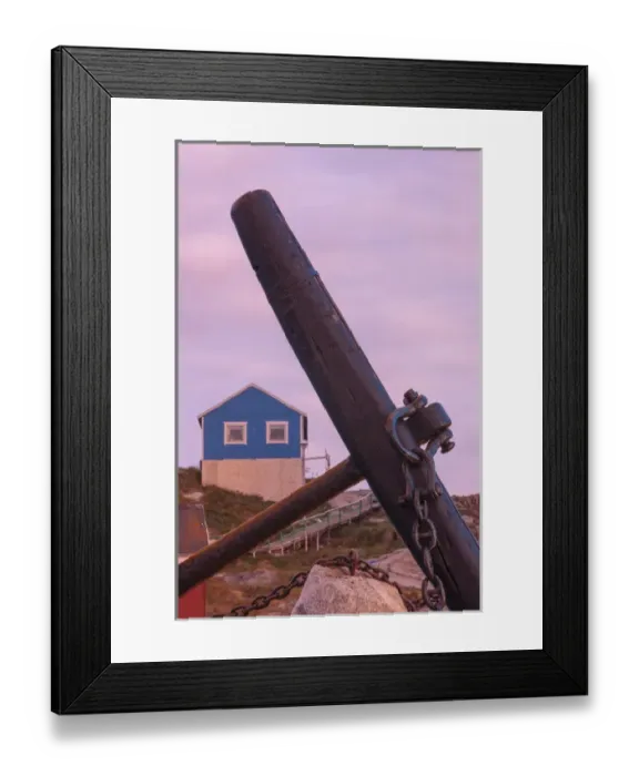 Framed Print : RM. Old Anchor. Home buildings Ilulissat. Greenland Framed Print : RM. Old Anchor. Home buildings Ilulissat. Greenland