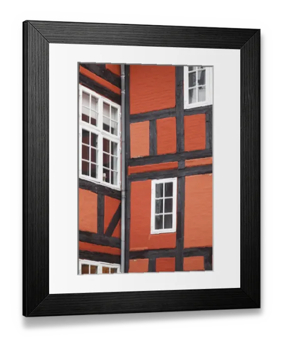 Framed Print : Denmark, Zealand, Copenhagen, half-timbered building detail