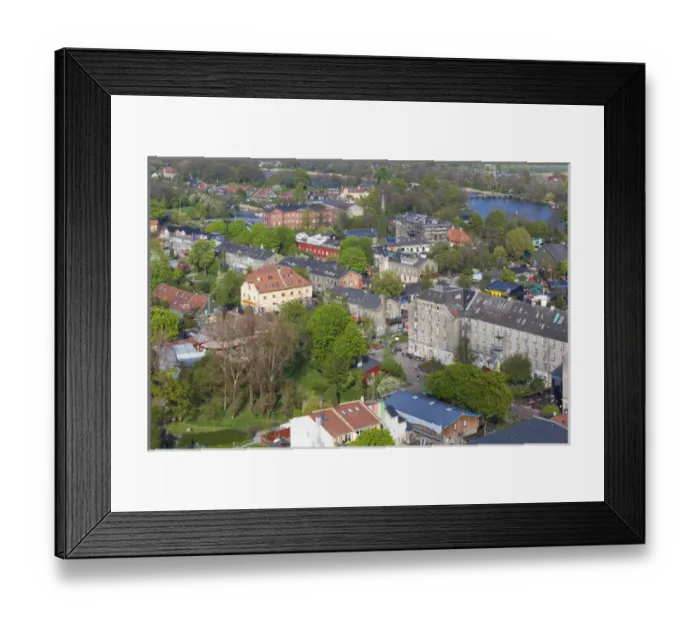 Framed Print : Denmark, Zealand, Copenhagen, Christiania, alternative lifestyles neighborhood, elevated