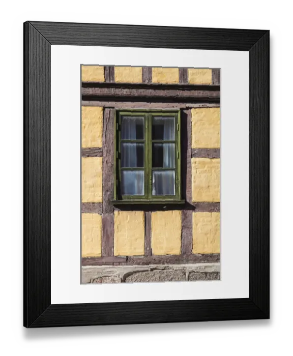 Framed Print : Denmark, Funen, Odense, half timbered houses, Nedergade Street