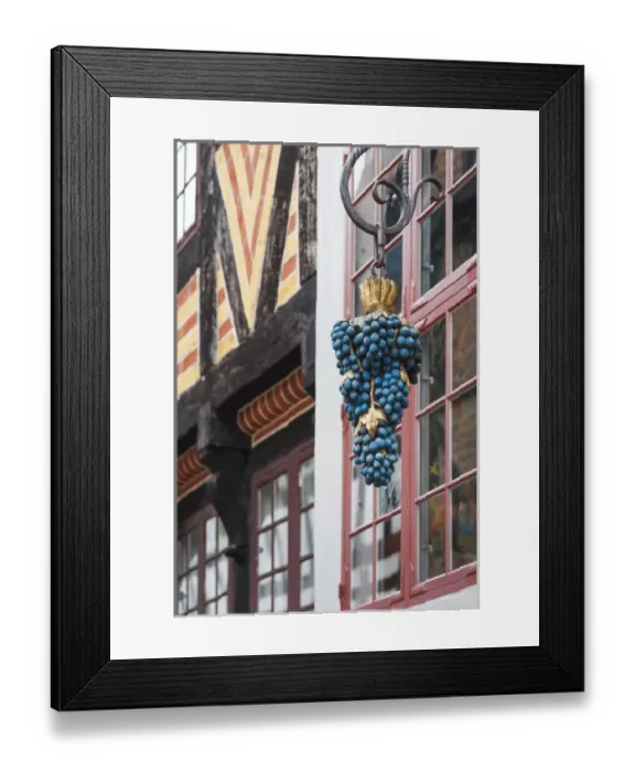 Framed Print : Denmark, Jutland, Aarhus, Den Gamle By, reconstructed Old Town, wine shop sign