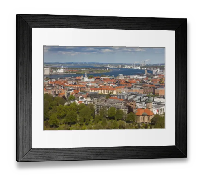 Framed Print : Denmark, Jutland, Aalborg, elevated city view from the Aalborgtarnet Tower
