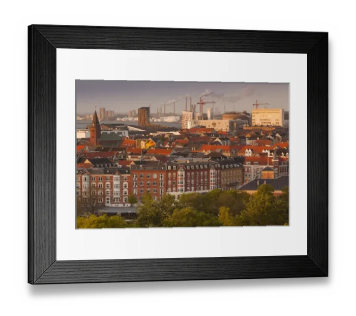Framed Print : Denmark, Jutland, Aalborg, elevated city view from the south Framed Print : Denmark, Jutland, Aalborg, elevated city view from the south