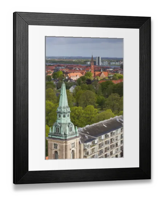 Framed Print : Denmark, Jutland, Aalborg, elevated city view from the south Framed Print : Denmark, Jutland, Aalborg, elevated city view from the south