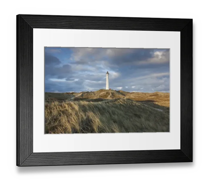 Framed Print : Denmark, Jutland, Danish Riviera, Hvide Sande, Lyngvig Fyr Lighthouse, dusk Framed Print : Denmark, Jutland, Danish Riviera, Hvide Sande, Lyngvig Fyr Lighthouse, dusk