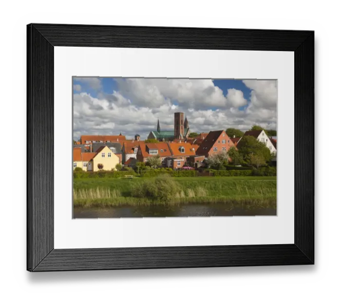 Framed Print : Denmark, Jutland, Ribe, town view from the Ribe River