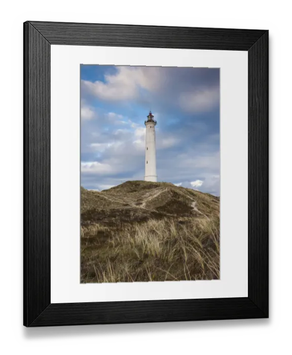 Framed Print : Denmark, Jutland, Danish Riviera, Hvide Sande, Lyngvig Fyr Lighthouse, dusk Framed Print : Denmark, Jutland, Danish Riviera, Hvide Sande, Lyngvig Fyr Lighthouse, dusk