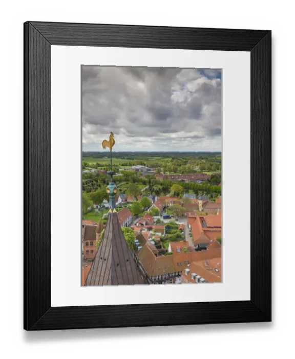 Framed Print : Denmark, Jutland, Ribe, elevated town view from Ribe Domkirke Cathedral tower Framed Print : Denmark, Jutland, Ribe, elevated town view from Ribe Domkirke Cathedral tower