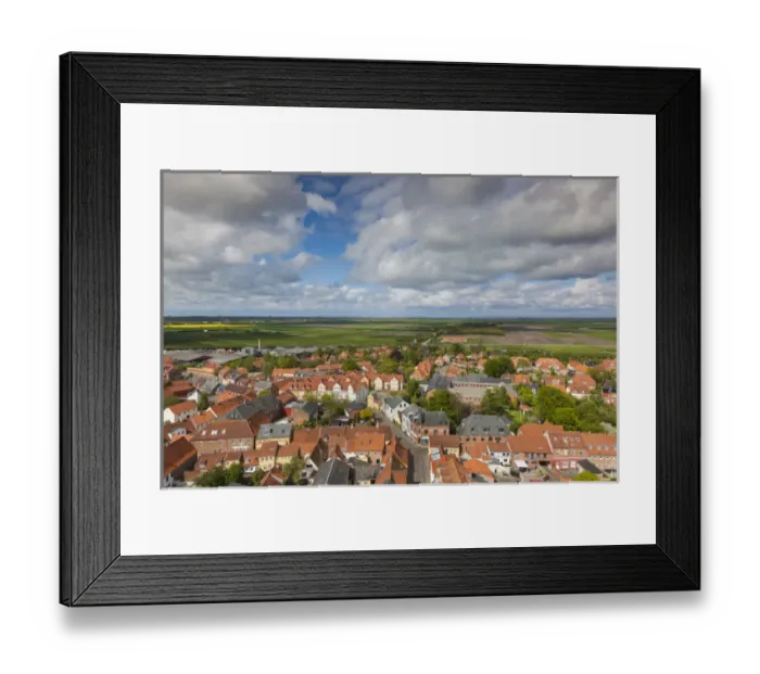 Framed Print : Denmark, Jutland, Ribe, elevated town view from Ribe Domkirke Cathedral tower Framed Print : Denmark, Jutland, Ribe, elevated town view from Ribe Domkirke Cathedral tower