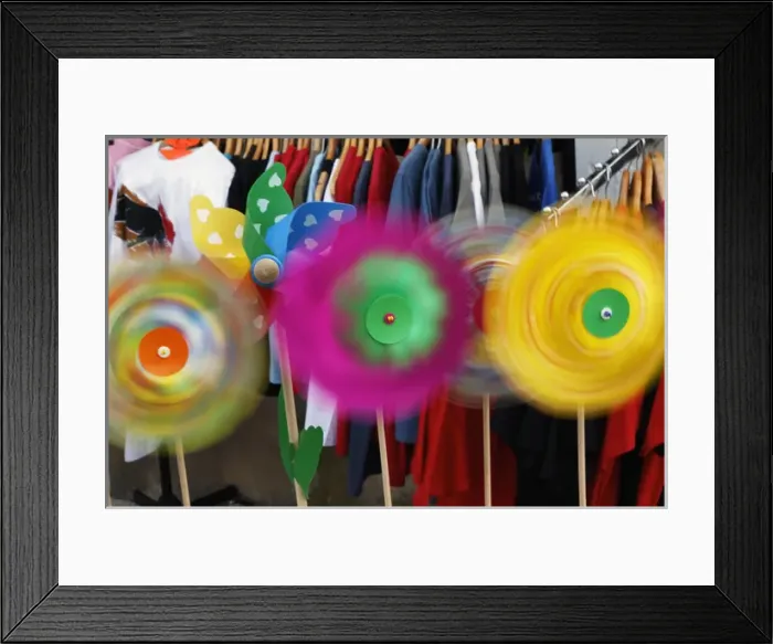 Framed Print : Pinwheels rotating in breeze, southern France Framed Print : Pinwheels rotating in breeze, southern France