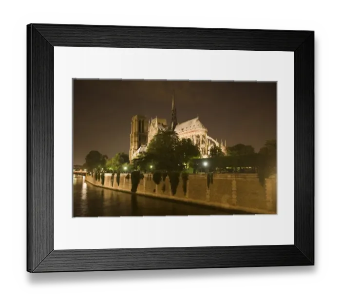 Framed Print : France, Paris. Notre Dame Cathedral lit at night