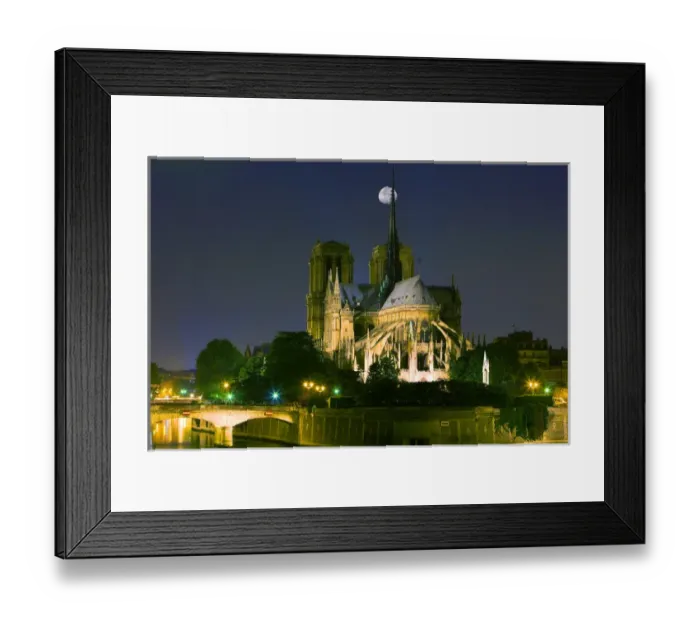 Framed Print : France, Paris. Full moon over Notre Dame Cathedral at night Framed Print : France, Paris. Full moon over Notre Dame Cathedral at night