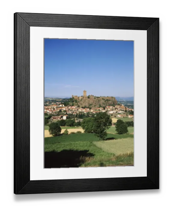 Framed Print : France, Haute-Loire, Polignac, View of fortress with town Framed Print : France, Haute-Loire, Polignac, View of fortress with town