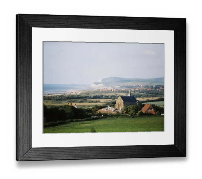 Framed Print : France, Pas-de-Calais, View of houses along coastline
