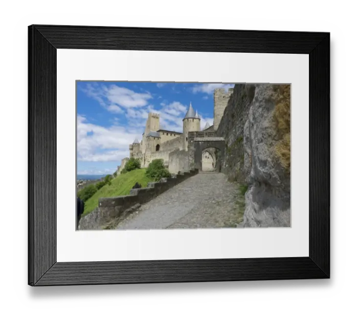 Framed Print : Europe, France, Languedoc-Roussillon, ancient fortified city of Carcassonne, UNESCO