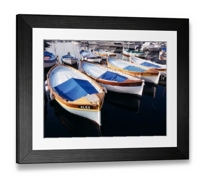Framed Print : France, Villefranche-sur-Mer, Alpes-Maritimes, Riviera, Traditional wooden fishing
