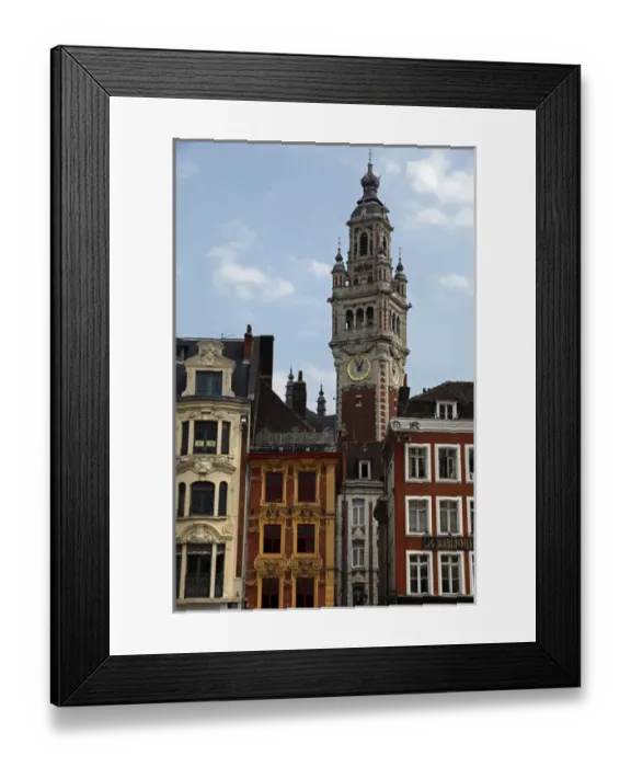 Framed Print : Europe, France, Lille. Lille architecture and belltower