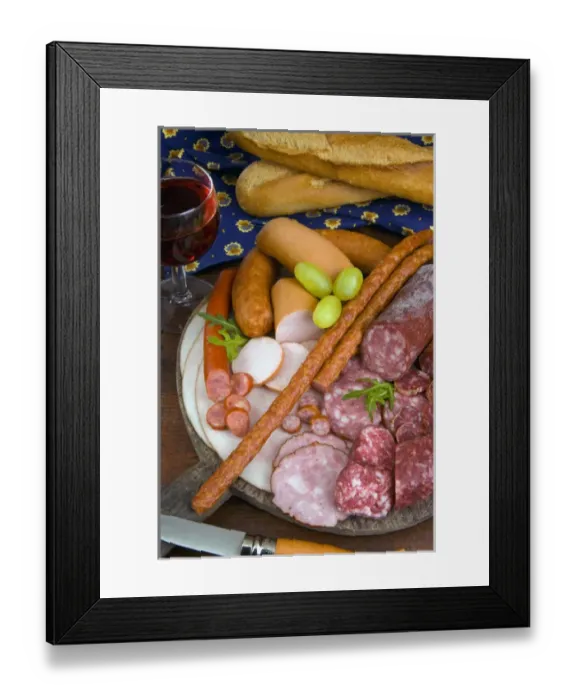 Framed Print : Selection of french meat and sausages, France, French cooking Framed Print : Selection of french meat and sausages, France, French cooking
