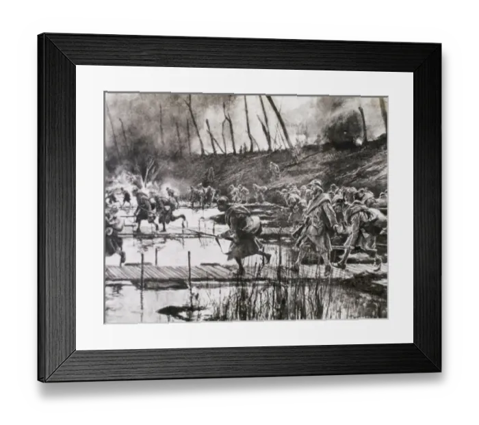 Framed Print : FIRST WORLD WAR (1914-1918). French army crosses the river Isere on improvised gateways