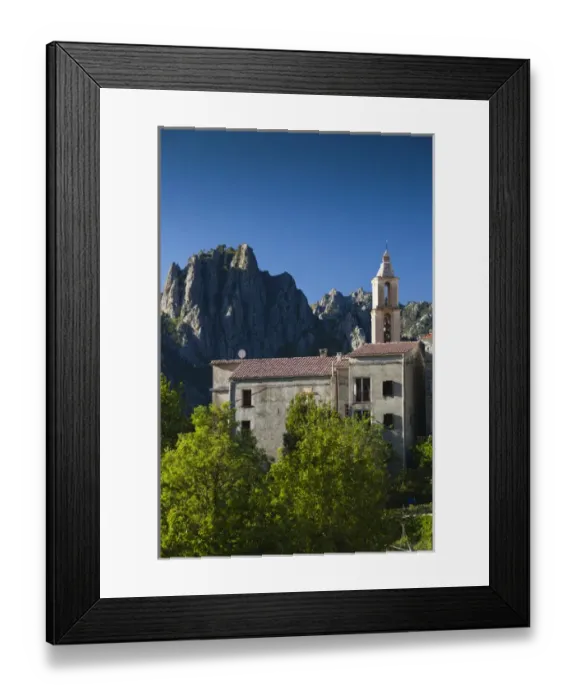 Framed Print : France, Corsica, Haute-Corse Department, Central Mountains Region, Ghisoni, town view Framed Print : France, Corsica, Haute-Corse Department, Central Mountains Region, Ghisoni, town view