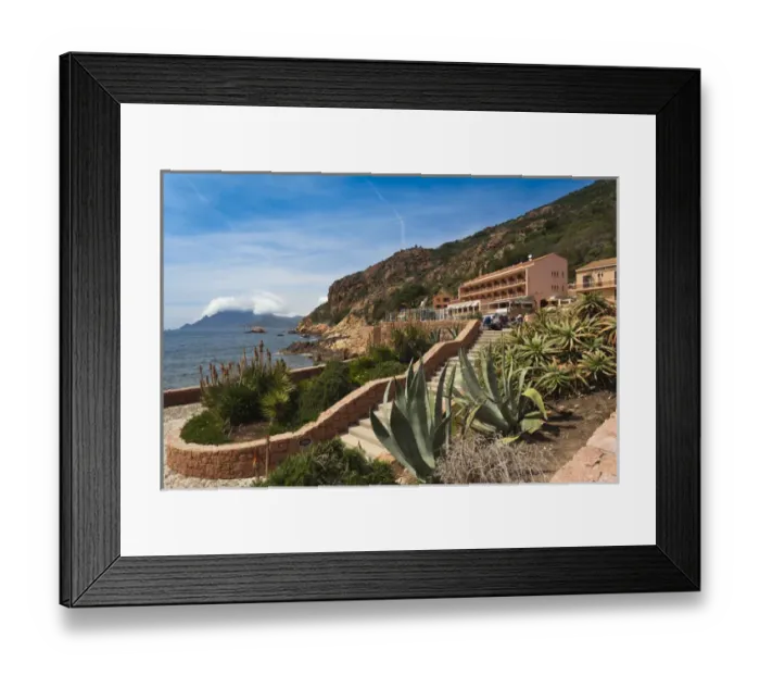 Framed Print : France, Corsica, Corse-du-Sud Department, Calanche Region, Porto, town view Framed Print : France, Corsica, Corse-du-Sud Department, Calanche Region, Porto, town view