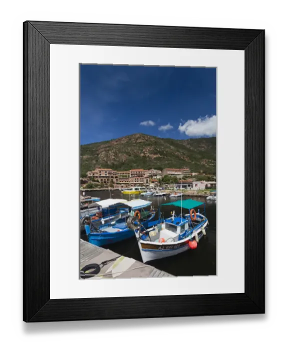 Framed Print : France, Corsica, Corse-du-Sud Department, Calanche Region, Porto, town harbor Framed Print : France, Corsica, Corse-du-Sud Department, Calanche Region, Porto, town harbor