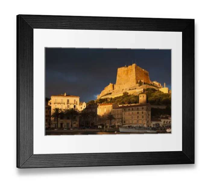 Framed Print : France, Corsica, Corse-du-Sud Department, Corsica South Coast Region, Bonifacio, port and Citadel Framed Print : France, Corsica, Corse-du-Sud Department, Corsica South Coast Region, Bonifacio, port and Citadel