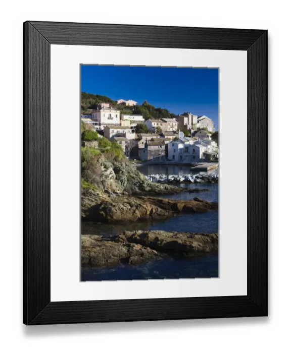 Framed Print : France, Corsica, Haute-Corse Department, Le Cap Corse, Lavasina, town view, dawn