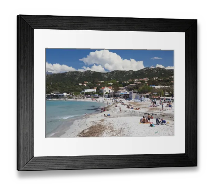 Framed Print : France, Corsica, Haute-Corse Department, La Balagne Region, Ile Rousse, town beach Framed Print : France, Corsica, Haute-Corse Department, La Balagne Region, Ile Rousse, town beach