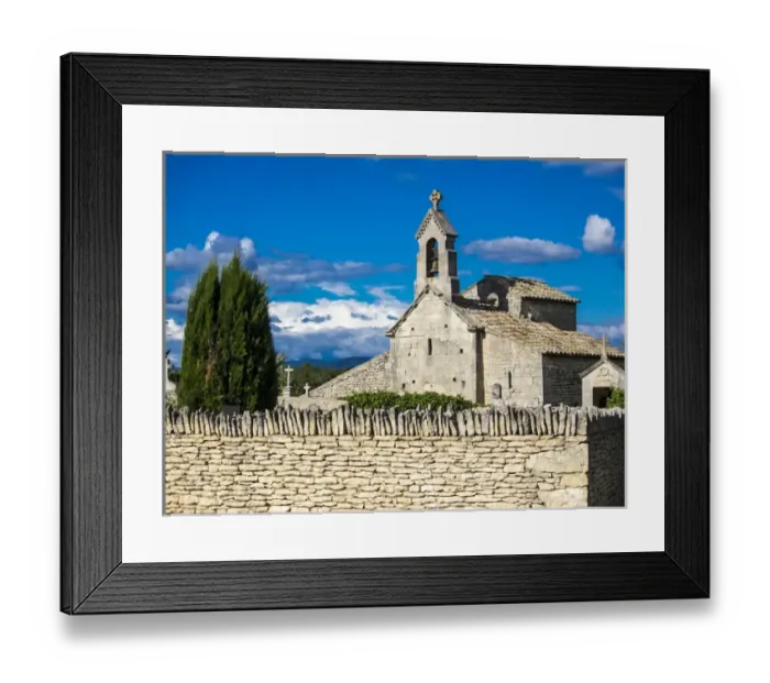 Framed Print : Europe; France; Provence; Saint Pantaleon, Church of the 12th century with a rock necropolis Framed Print : Europe; France; Provence; Saint Pantaleon, Church of the 12th century with a rock necropolis