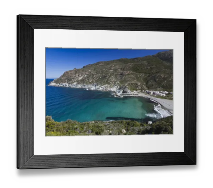 Framed Print : France, Corsica, Haute-Corse Department, Le Cap Corse, Marine de Giottani, elevated view Framed Print : France, Corsica, Haute-Corse Department, Le Cap Corse, Marine de Giottani, elevated view