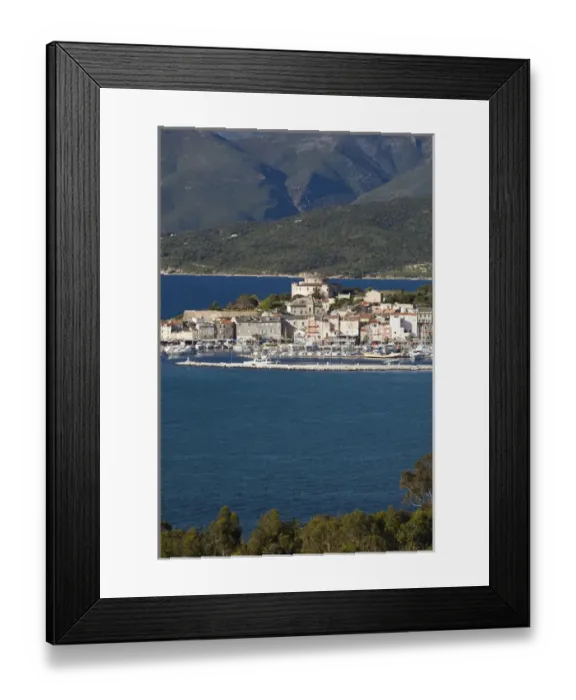 Framed Print : France, Corsica, Haute-Corse Department, Le Nebbio Region, St-Florent, elevated port view