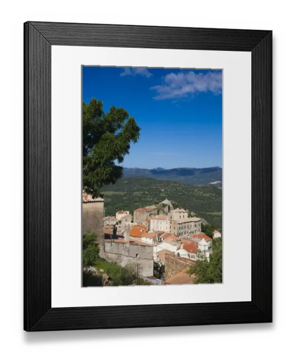 Framed Print : France, Corsica, Haute-Corse Department, La Balagne Region, Belgodere, elevated town view Framed Print : France, Corsica, Haute-Corse Department, La Balagne Region, Belgodere, elevated town view
