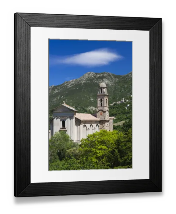 Framed Print : France, Corsica, Haute-Corse Department, La Balagne Region, Feliceto, town baroque church Framed Print : France, Corsica, Haute-Corse Department, La Balagne Region, Feliceto, town baroque church