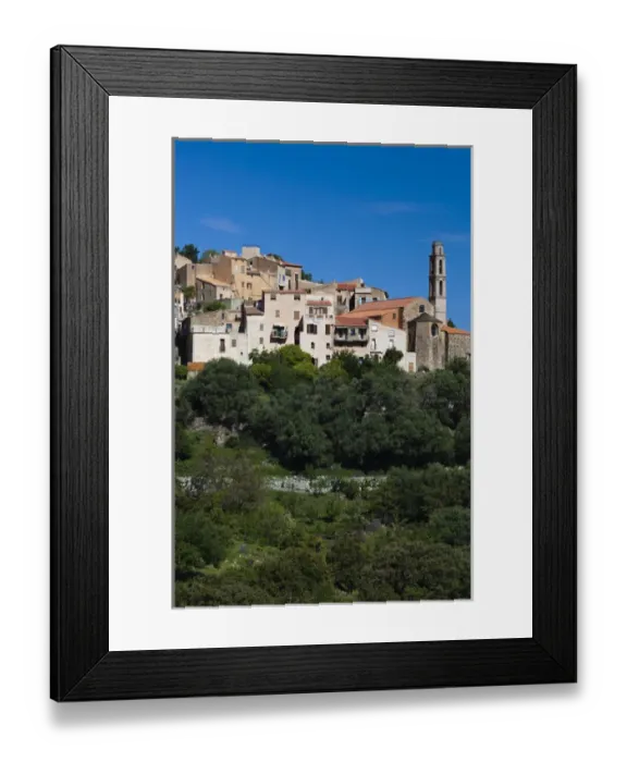 Framed Print : France, Corsica, Haute-Corse Department, La Balagne Region, Occhiatana, elevated