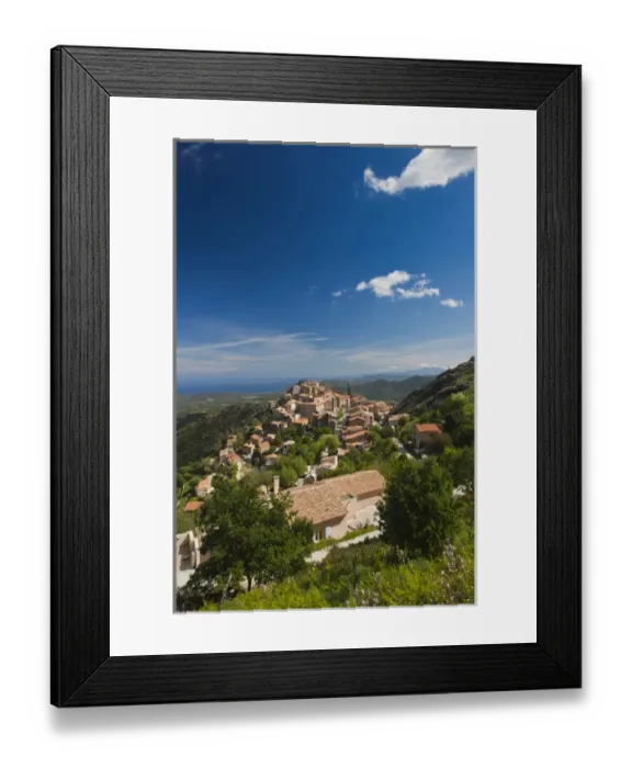 Framed Print : France, Corsica, Haute-Corse Department, La Balagne Region, Speloncato, elevated