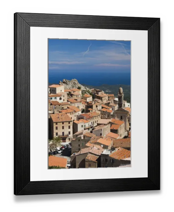Framed Print : France, Corsica, Haute-Corse Department, La Balagne Region, Speloncato, elevated Framed Print : France, Corsica, Haute-Corse Department, La Balagne Region, Speloncato, elevated