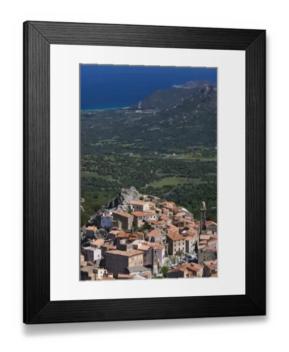 Framed Print : France, Corsica, Haute-Corse Department, La Balagne Region, Speloncato, elevated Framed Print : France, Corsica, Haute-Corse Department, La Balagne Region, Speloncato, elevated