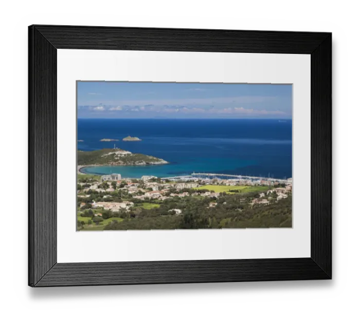 Framed Print : France, Corsica, Haute-Corse Department, Le Cap Corse, Macinaggio, elevated view Framed Print : France, Corsica, Haute-Corse Department, Le Cap Corse, Macinaggio, elevated view