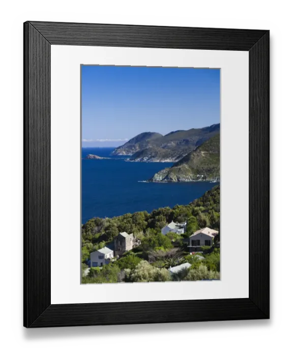 Framed Print : France, Corsica, Haute-CorseDepartment, Le Cap Corse, Pino, coastal view Framed Print : France, Corsica, Haute-CorseDepartment, Le Cap Corse, Pino, coastal view