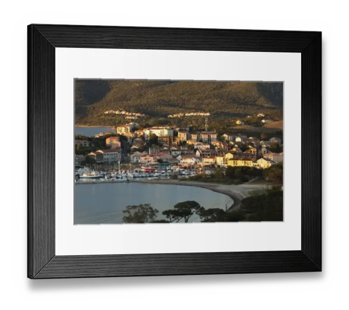 Framed Print : France, Corsica, Haute-Corse Department, Le Nebbio Region, St-Florent, elevated port