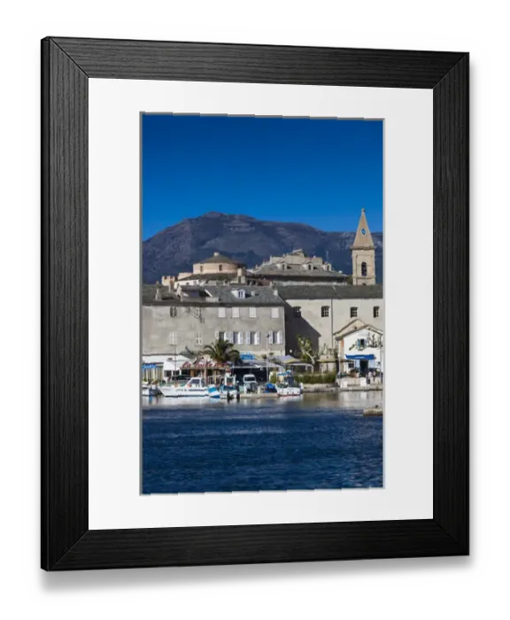 Framed Print : France, Corsica, Haute-Corse Department, Le Nebbio Region, St-Florent, port view Framed Print : France, Corsica, Haute-Corse Department, Le Nebbio Region, St-Florent, port view