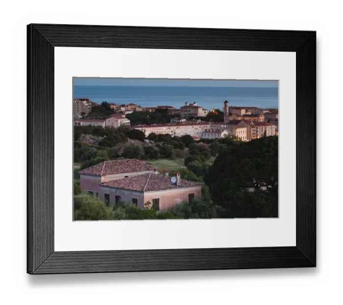 Framed Print : France, Corsica, Haute-Corse Department, La Balagne Region, Ile Rousse, elevated city view Framed Print : France, Corsica, Haute-Corse Department, La Balagne Region, Ile Rousse, elevated city view