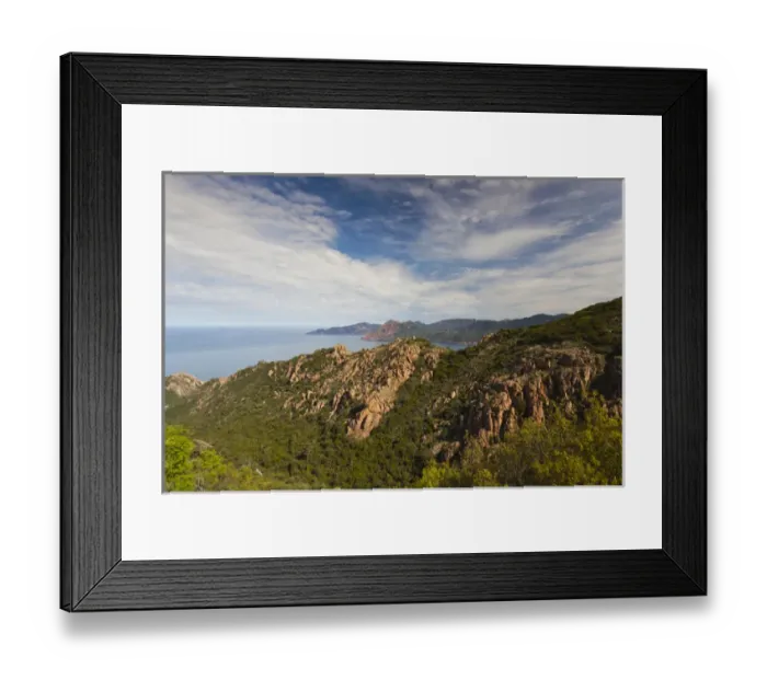 Framed Print : France, Corsica, Corse-du-Sud Department, Calanche Region, Porto, red rock landscape