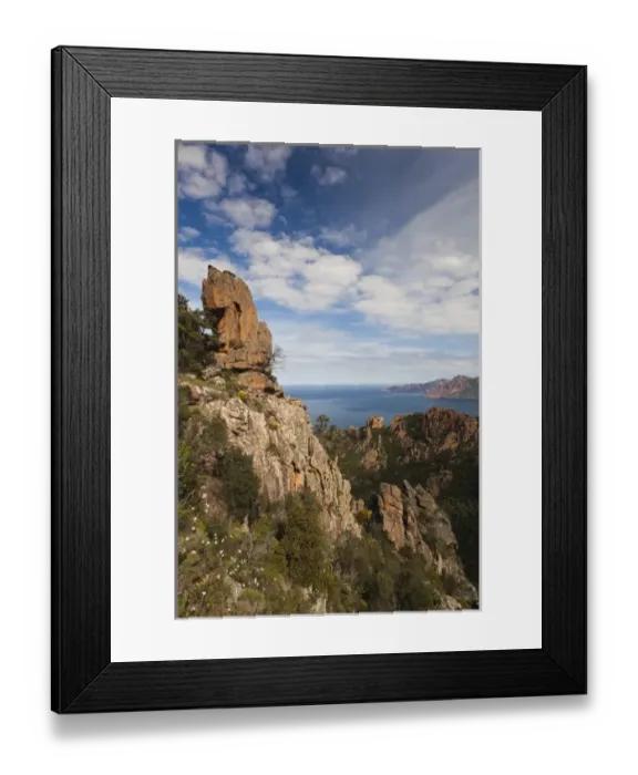 Framed Print : France, Corsica, Corse-du-Sud Department, Calanche Region, Porto, red rock landscape Framed Print : France, Corsica, Corse-du-Sud Department, Calanche Region, Porto, red rock landscape