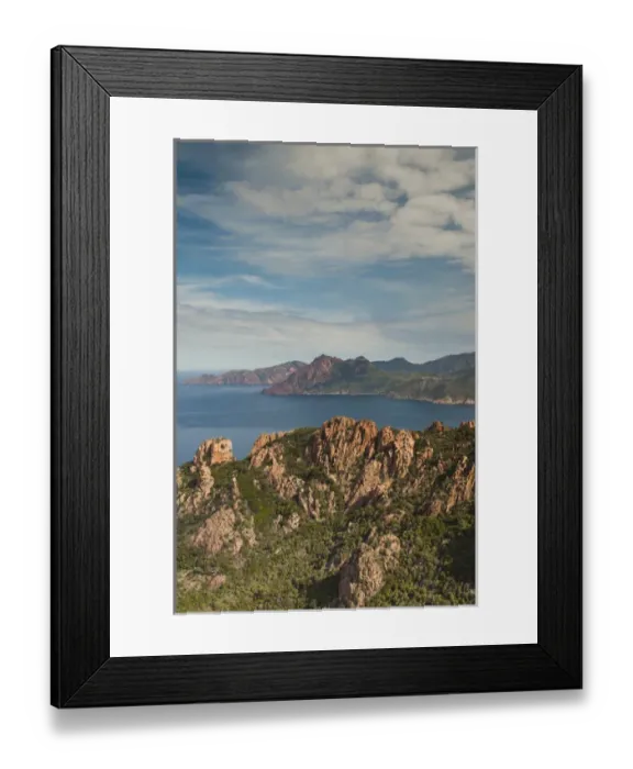 Framed Print : France, Corsica, Corse-du-Sud Department, Calanche Region, Porto, red rock landscape Framed Print : France, Corsica, Corse-du-Sud Department, Calanche Region, Porto, red rock landscape