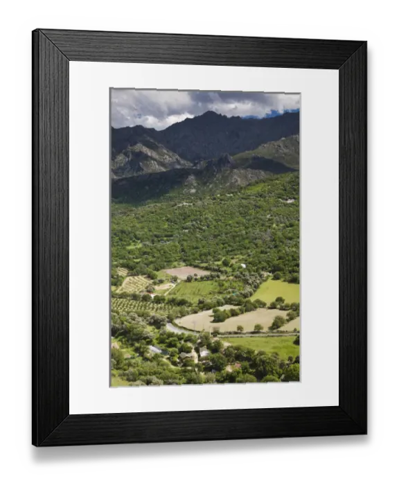 Framed Print : France, Corsica, Haute-Corse Department, La Balagne Region, Avapessa, elevated view Framed Print : France, Corsica, Haute-Corse Department, La Balagne Region, Avapessa, elevated view