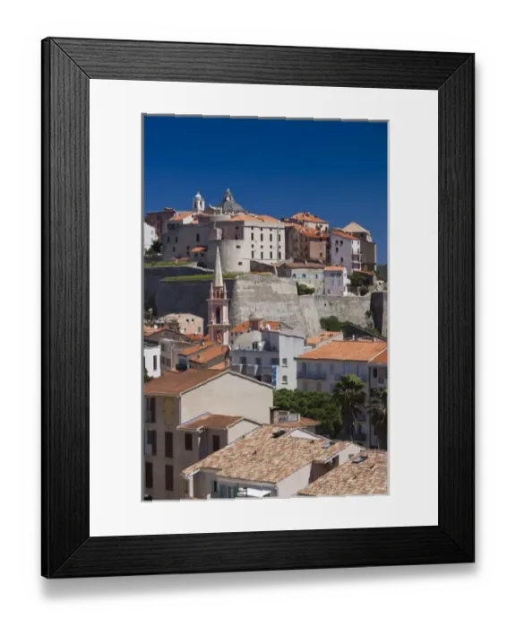 Framed Print : France, Corsica, Haute-Corse Department, La Balagne Region, Calvi, elevated view city and Citadel Framed Print : France, Corsica, Haute-Corse Department, La Balagne Region, Calvi, elevated view city and Citadel