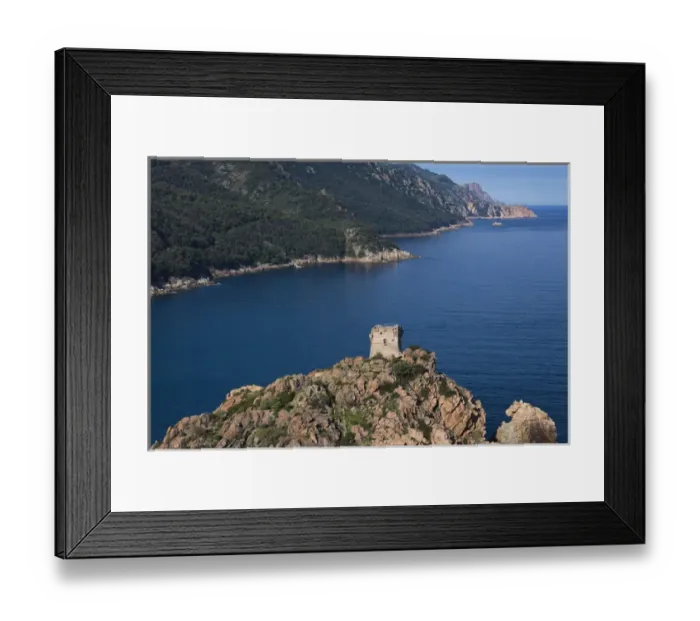 Framed Print : France, Corsica, Corse-du-Sud Department, Calanche Region, Porto, elevated view of