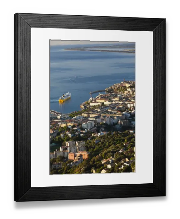 Framed Print : France, Corsica, Haute-Corse Department, Le Cap Corse, Bastia, elevated city view Framed Print : France, Corsica, Haute-Corse Department, Le Cap Corse, Bastia, elevated city view